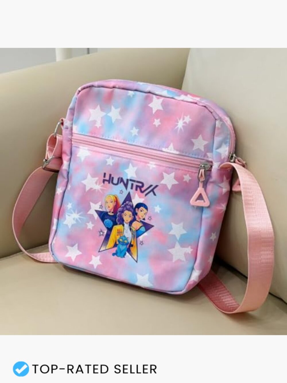 K-pop Crossbody Bag with Zipper Cute Cartoon Shoulder Bag Adjustable Strap - Picture 3 of 7